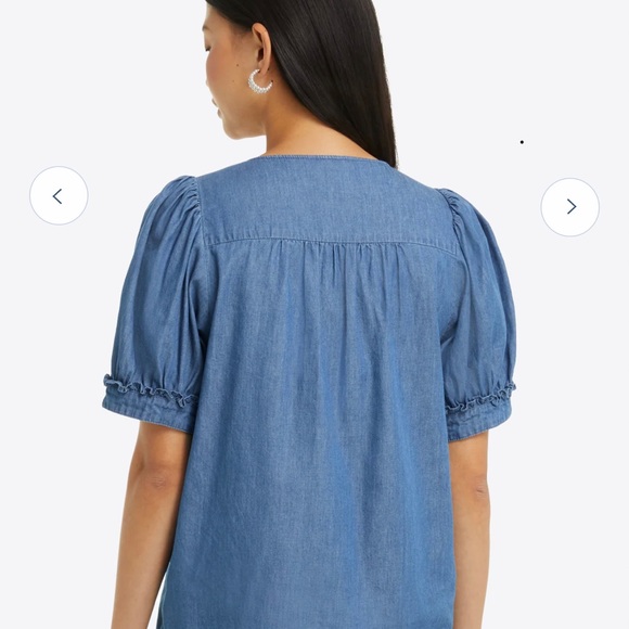 Draper James V Neck Top in Chambray NWT - Picture 3 of 7